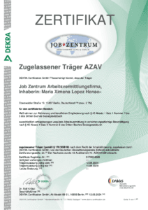 Zertifikat AZAV-TrägerJobs zentrum